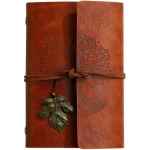 1 Carnet De Notes À L'arbre À Souhaits En Cuir Pu Avec Reliure Vélin Vintage Carnet De Notes Vintage Carnet De Notes Vintage Carnet De Notes Vintage Carnet De Notes Vintage(A7 Marron Rouge) - Neuf