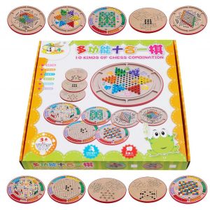 Jeu De Dames Et D'échecs, Jeu D'échecs Portable Et Multifonctionnel En Bois - Neuf