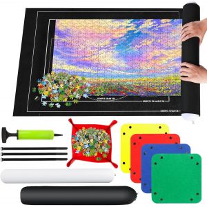 KASFL-Tapis De Puzzle,Tapis De Puzzle Rouleau Feutre Pour 1500 2000 3000 Pièces,Tapis De Rangement Pour Puzzle Portable,Rouleau Puzzle,Puzzle Roll Up Mat Pour Voyage Sac De Rangement(Noir) - Neuf