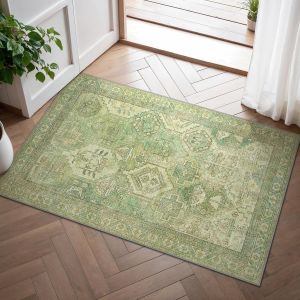 Sjzg-Tapis Entr&eacute;e Int&eacute;rieur, Tapis De Porte Lavable, Tapis Salon Vintage, Tapis Chambre, Tapis Cuisine Dessous Antid&eacute;rapant, Vert, 60x90cm - Neuf