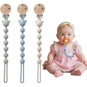 Attache-T&eacute;tine En Silicone - Jouets Pour B&eacute;b&eacute; - Lot De 4 Attaches - Accessoires Pour Poussettes, Chaises Hautes, Berceaux, Lits B&eacute;b&eacute;, Si&egrave;ges Auto, Couffins (Bleu/Vert/Violet/Sourd) - Neuf