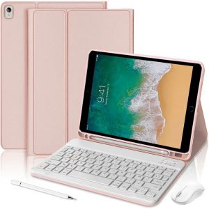 Coque Clavier pour iPad Air 3 10,5'' / iPad Pro 10,5'' - Cuir PU Rose avec Clavier + Stylet + Souris - Neuf