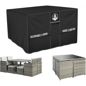 Ulteronixshop-Housse Imperm&eacute;able Pour Meubles De Jardin, 110 X 110 X 74 Cm, Pour Ensemble De Table Et Chaises En Rotin D&iquest;Ext&eacute;rieur, Housse De Jardin 420d Oxford Tr&egrave;s R&eacute;sistante Avec Cube/Carr&eacute; D&iquest;A&eacute;ra - Neuf