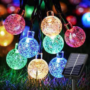 Kal-Guirnaldas Luces Exterior Solar, 11m 60 Led 8 Modos Luces Solares Led Exterior Jardin, Ip65 Impermeable Guirnalda Solar Exterior Para Boda, Fiesta, Patio, Balcón Decoración, Rgb - Neuf