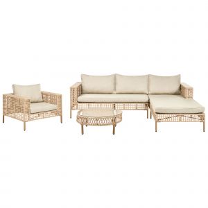 Ensemble De Salon De Jardin Avec Table 4 Places Calasetta Côté Gauche Beige - Neuf