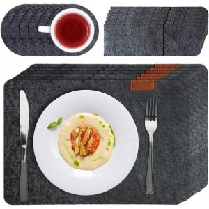 Eryi-Sets De Table Lavables, Sets De Table En Feutre Lot De 18, Sets De Table Antidérapants Résistants À La Chaleur Avec Sac À Couverts¿Sous-Verres - Neuf