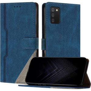 KAL-&Eacute;tui Pour Samsung Galaxy A03S, Housse En Cuir Pu Avec [Protection Antichoc Tpu] [Fonction Support] [Porte-Cartes ] Antichoc Magn&eacute;tique Coque Pour Galaxy A03S - Bleu - Neuf