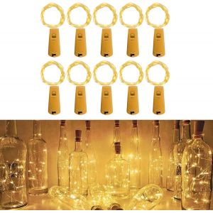 Bouteille Chaîne De Lumières, [10] 2m 20 Led Bouteille Lumières, De La Bouteille De Lumières, Bouteille Lampe, Imperméable À L'eau En Fil D'argent, Flexible De Décoration Pour La Maison - Neuf
