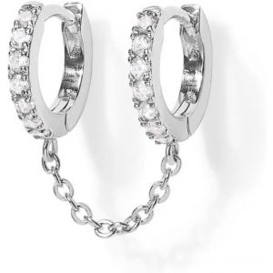 Kal-Boucles D'oreilles Argent 925 Pour Femme Plaquée Or 14 Carats Dangle Chaîne Boucles D'oreilles, Double Creoles Or/Argent Pour Plusieurs Piercings Oreille Helix Tragus Piercing Bijoux - Neuf