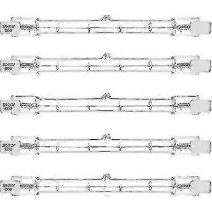 Lot De 5 Ampoules Halog&egrave;nes Lin&eacute;aires R7s 500 W J118,Double Culot,118 Mm De Longueur. - Neuf