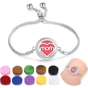 Trahoo-Bracelet Diffuseur D'huiles Essentielles, Inoxydable Bracelet D'aromath&eacute;rapie R&eacute;glable Avec 10 Tampons De Recharge Pour Homme Et Femme - Neuf