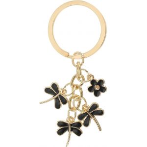 Kal-Porte-Clés En Forme De Fleur, Porte-Clés Émaillé Mignon Avec Pendentif De Fleur Libellule Pour Sac À Main, Accessoires De Sac À Main, Porte-Clés De Voiture, Noir - Neuf
