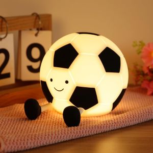 Football Veilleuse Enfant, Silicone Veilleuse Toucher Doux, Dimmable Lampe De Chevet, Rechargeable Lampe Avec Minuterie, Night Light Pour Chambre Gar&ccedil;on Fille Cadeaux D&eacute;coration - Neuf