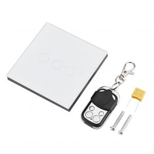 Interrupteur tactile intelligent sans fil a telecommande, panneau de commande tactile sans fil pour trois voies EU - Neuf