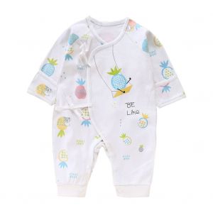 Combinaison En Coton A Manches Longues Et Bretelles Ananas Pour Nouveau-Ne De 0 A 4 Mois (Bleu, 59) - Neuf