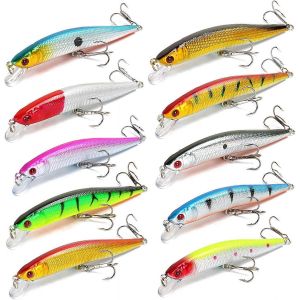 Leurre Set De 10 Leurres Minnow App&acirc;ts De P&ecirc;che En Mer Et En Eau Douce,Artificiel Bionic Rigide - Neuf