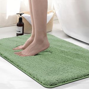 KALANKA-Tapis de bain en microfibre, super épais, super absorbant, 50 x 80 cm, vert clair - Neuf