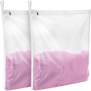 Blanchisserie Sac Filet Pour Les Articles Délicats Avec Fermeture À Glissière Ykk, Maille, Un Sac De Rangement, Sac De Voyage, Lavage Des Sacs, Des Sacs De Voyage Sac À Linge (Blanc, 2 Moyennes Tailles) - Neuf