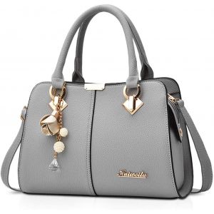 KALANKA-Sac a Main Femme Mode Sacs &agrave; Main Port&eacute;s Epaule El&eacute;gant Sacs &agrave; Bandouli&egrave;re PU Cuir Sac Cabas Pochette Sac Fourre Tout pour Shopper F&ecirc;te Quotidien Gris Clair - Neuf