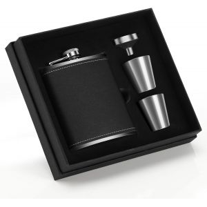 Mevronisshop-Flasque A Alcool 8oz/230 Ml Flasque Whisky Flasque Personnalisable Avec Deux Verres &Agrave; Shot Et Un Entonnoir, La Flasque En Cuir Noir Est Petite Et &Eacute;l&eacute;gante Pour Les Flasques De Randonn&eacute;e - Neuf