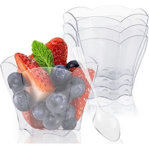 Mevronisshop-Coupe &Agrave; Dessert Plastique, 50 Pi&egrave;ces 70ml Mini Avec Cuill&egrave;res, Empilable R&eacute;utilisable Pour Tiramisu, Glace - Tasse Plastique - Neuf
