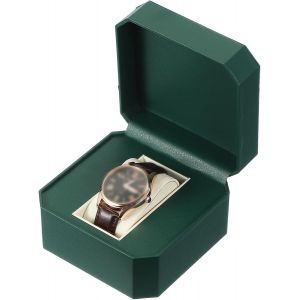 Kal-Étui De Voyage Pour Montres, En Cuir Synthétique, 1 Emplacement Pour 1 Montre, Boîte De Montre Portable En Cuir Pour Homme Et Femme, Cadeau D'anniversaire, D'anniversaire De Mariage, Vert - Neuf