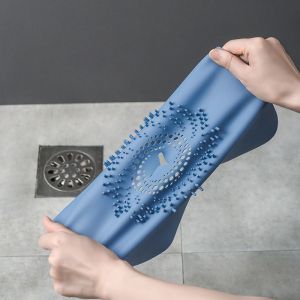 Filtre de douche bleu, 2 pièces en silicone, couvercles de drain de douche assez faciles à installer et à nettoyer pour le drain de salle de bain - Neuf