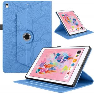 KAL-Coque Compatible Avec Ipad 10.2"" 2019/2018/2017 9Th/8Th/7Th Gen Flip Pu Cuir 360&deg;Rotatif Multi-Angle Stand Housse Arbre Rotating Tablette Protection Cover,Bleu - Neuf