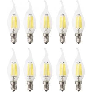 Yemaesre-Lot De 10 6w E14 Ampoule De Filament Led Flamme Bougie 2700k Blanc Froid Equivalent Ampoules Incandescente Halogène 60w Dimmable, Ac 220-240v¿ - Neuf