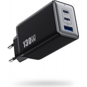 130W Chargeur Usb C, 3 Ports Pd Qc Chargeur Rapide Avec Gan Iii Tech, 65W Chargeur Laptop Compatible Avec Macbook Pro/Air, Th[J135] - Neuf
