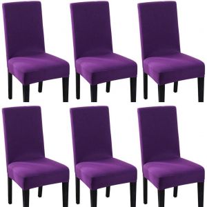 Housse De Chaise Élastique En Élasthanne (6 Pièces, Violet) - Neuf