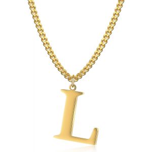 Kal-Collier Initial Plaqué Or 14 Carats - Collier Pendentif Lettre Chaîne Cubaine En Or Pour Hommes Et Femmes Collier Pendentif Lettre En Or Exquis - Neuf