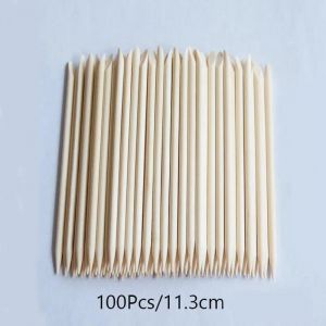 Ore-Lurayee ¿ Poussoir À Cuticules Pour Ongles,Bâtons En Bois Orange,Dissolvant De Manucure,Design En Bois,Vernis À Ongles Gel,Bâton De Dessin Pour Nail Art-100pcs 11.3cm- - Neuf