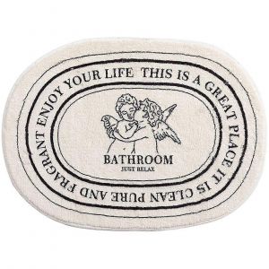 Tapis De Bain Ovale Antiderapant, Tapis De Douche Antiderapant, Tapis De Cuisine A Sechage Rapide, Tapis De Salle De Bain (50 X 80 Cm, Angel) - Neuf