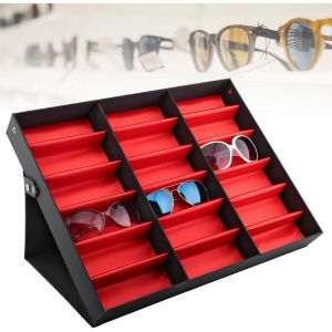 Présentoir De Lunettes, Boîte De Rangement Pour Lunettes De 18 Grilles, Organisateur De Bijoux Pour Lunettes, Étui De Rangement Pour Lunettes Avec Protection Contre La - Neuf