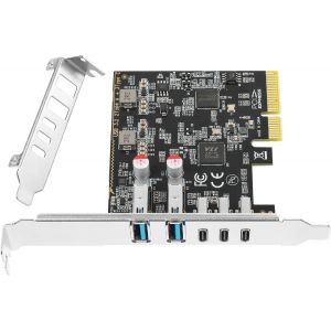 2nd Gen PCIe to USB 3.2/3.1 Expansion Card,5 Ports (3 Type C-2 Type A) 10+10Gbps,PCIe Card to USB C PC Internal Hub PCI-E Add-on Adapter Host Controller Card - Neuf