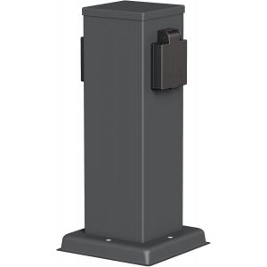 Garten Colonne de Prises de Courant Polly pour l'extérieur, IP44, 2X, Acier Inoxydable, Anthracite, carré, 27 cm - Neuf