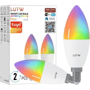 Ampoule Connect&eacute;e Wifi Led E14,Compatible Avec Alexa/Google Home,5w 470lm Ampoule Alexa E14,Ampoule Led Intelligente Dimmable C37,Fonctionne Avec Wifi 2.4ghz & Bluetooth,Rgb + Cw,Lot De 2 - Neuf