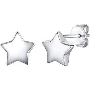 Boucles D'oreilles En Argent Sterling 925 Clous D'oreilles Coeur/&Eacute;toile/Lune/Cercle/Ronde Plaqu&eacute; Platine/Or 18k/Or Rose Cadeau Saint Valentin Boucles D'oreilles Sets Femme Fille - Neuf