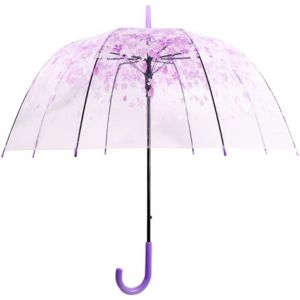 Parapluie En Fleurs De Cerisier Mignon Transparent &Agrave; Bulles - D&ocirc;me Semi-Automatique Sunny Pour Enfants, Filles, Gar&ccedil;ons Ou Femmes - Romantique Pour D&eacute;coration De Mariage - Neuf