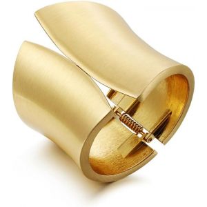Eryi-Bracelets Minimalistes Larges Et Épais Plaqués Or 14 Carats Pour Femmes Et Filles, Charnière Délicate Design Unique Bracelets De Poignet Tendance Bijoux Punk Cadeau D'anniversaire De Fête(Doré) - Neuf