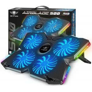 , Refroidisseur Pc Portable 10"" &Agrave; 17"", 4 Ventilateurs Silencieux, Compatible Ps5, Ps4, Xbox & Pc, Plaque De Refroidissement R&eacute;tro&eacute;clair&eacute;e Rgb, Support Ventil&eacute; Pour Ordinateur Portable - Neuf