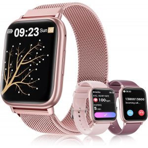 New Montre Connect&eacute;e Femme Avec Appel Bluetooth, 1,83"" Hd Watch Cycle Menstruel Spo2 Moniteur De Sommeil Sports Ip68 Cardiofr&eacute;quencem&egrave;tre Fitness Tracker Pour Ios Android Rose - Neuf