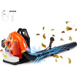 MEVRONISSHOP-Souffleur de Feuilles &agrave; Essence, 79 CC, souffleur de Neige &agrave; Dos 2 Temps, avec r&eacute;servoir de Carburant 3 L, Volume d'air 930 CFM pour Entretien de pelouse, Nettoyage des Feuilles, d&eacute;neige - Neuf
