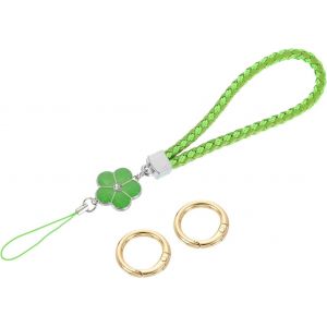 KAL-Dragonne De Poignet En Cuir De 11,9 Cm Avec Breloque En Forme De Fleur Pour Pochette, T&eacute;l&eacute;phone Portable, Portefeuille, Accessoires De Sac &Agrave; Main, Vert, Vert, 21.5Cm/8.5 - Neuf