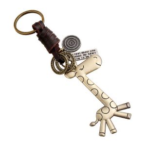 Cuir Vintage Girafe Keychain En Métal Porte-Clés Pour Les Femmes Et Les Enfants De Petits Cadeaux - Neuf