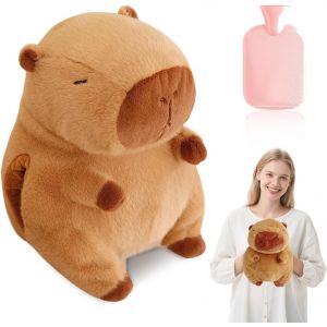 Capybara Bouillotte Pour Enfant Avec Housse Amovible Mini Bouillotte Animal Pour Hommes Et Femmes (Doublure Rose) - Neuf