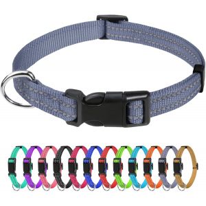Collier Pour Chien, Collier En Nylon R&eacute;fl&eacute;chissant R&eacute;glable Classique Convient Pour Moyens Chiens, Noir, 2.5cm Largeur - Neuf