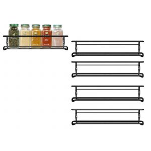 Lot De 4 &Eacute;tag&egrave;res &Agrave; &Eacute;pices Murales Noires Pour La Cuisine - Neuf