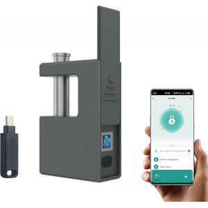 Cadenas blindées haute sécurité pour conteneurs,déverrouillage par empreinte digitale, application et clé, dispositif antivol robuste pour garage, carport et sous-sols - Neuf